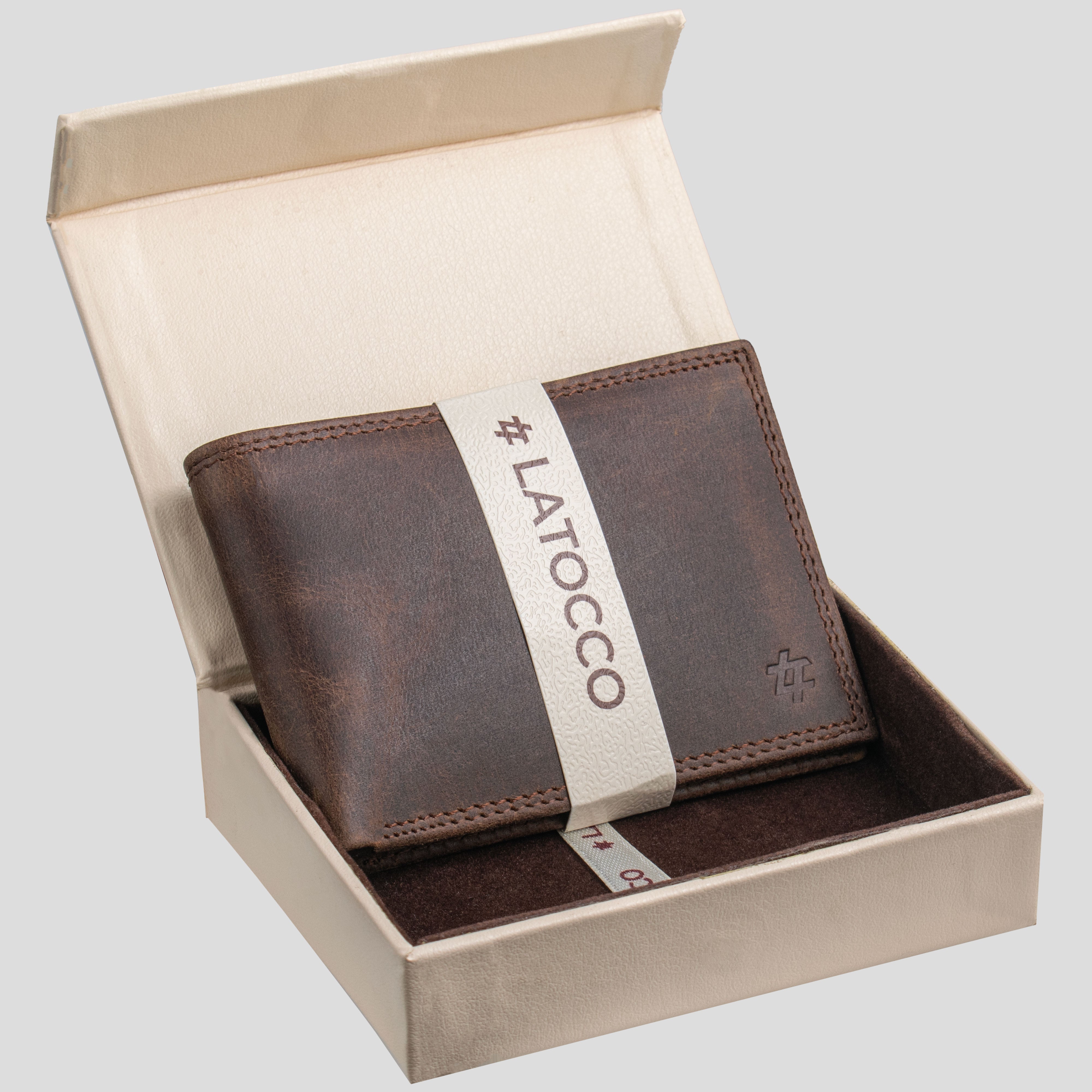 Latocco Cielo Series Dark Brown Leather Wallet with RFID Protection