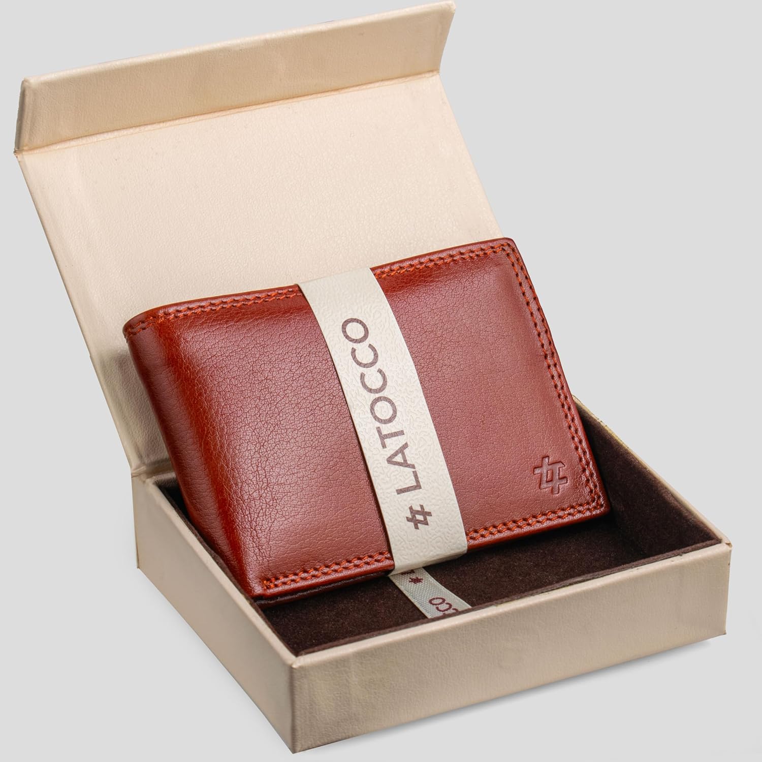 Latocco Aurum Series Cognac Leather Wallet with RFID Protection