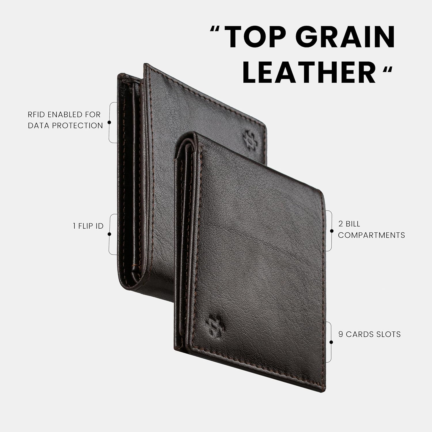 Latocco Inspire Series Coffee Leather Wallet with RFID Protection