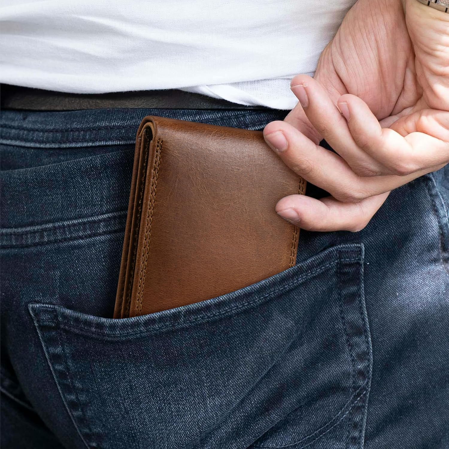 Latocco Cielo Series Vintage Brown Leather Wallet with RFID Protection