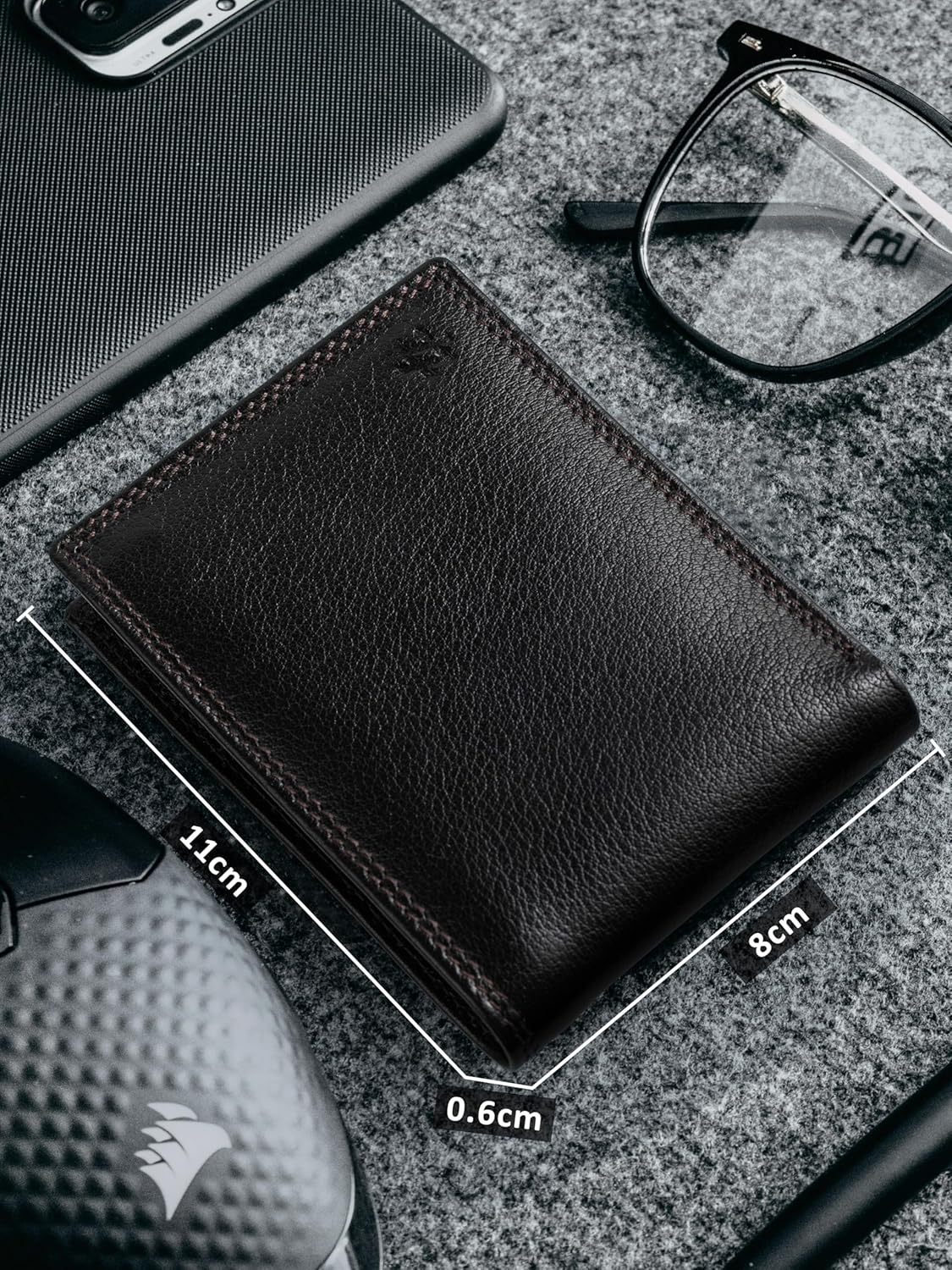 Latocco Aurum Series Charcoal Leather Wallet with RFID Protection